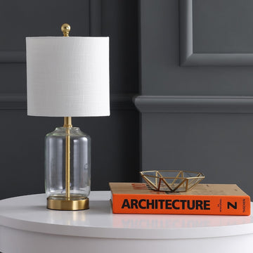 Duncan 20.5" Glass/Metal LED Table Lamp - JONATHAN Y